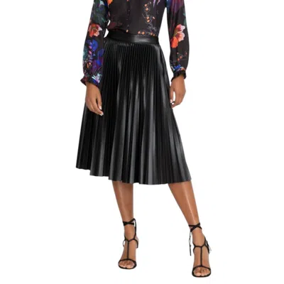 Johnny Was Emmi Vegan Leather Pleated Skirt In Black