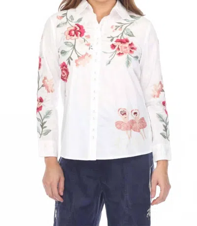 Johnny Was Erinn Double Button Shirt In White