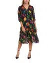 Johnny Was Ermyas Silk Midi Dress In Black