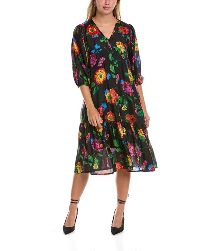 Johnny Was Ermyas Silk Midi Dress In Black