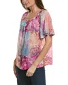 JOHNNY WAS JOHNNY WAS ESEME CASHMERE & SILK-BLEND PEASANT BLOUSE