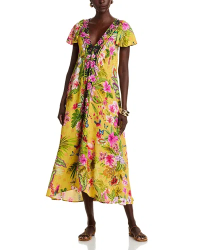 Johnny Was Eva Flutter Sleeve Dress In Yellow