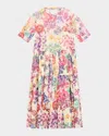 Johnny Was Evalon Tiered Floral-print Mesh Dress