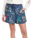 Johnny Was Evangeline Drawstring Short In Denim Blue In Blue