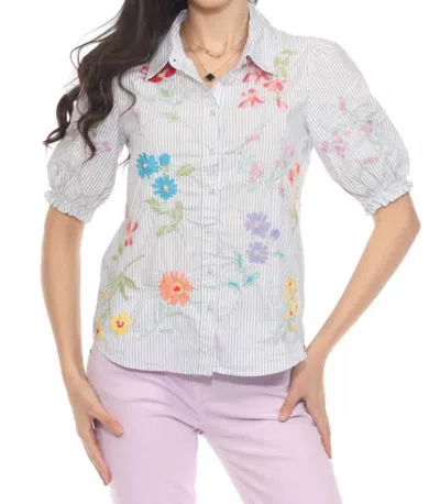 Johnny Was Evangeline Smocked Lisbon In Stripe In Multi