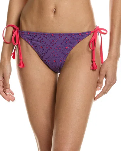 Johnny Was Eyelet String Bikini Bottom In Purple