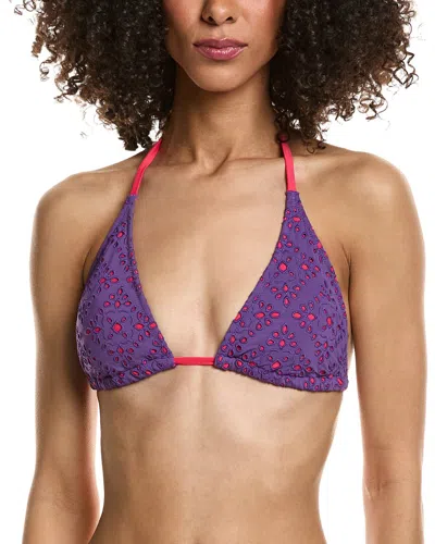 Johnny Was Eyelet String Bikini Top In Purple