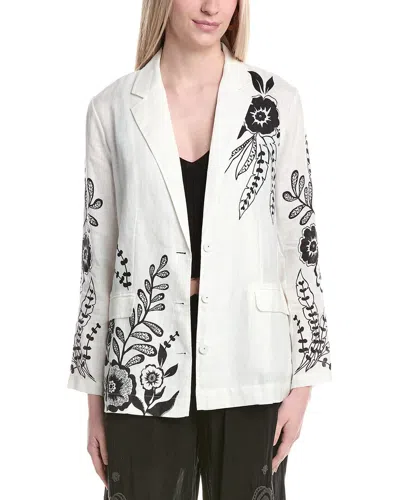 Johnny Was Ezra Linen Blazer In White