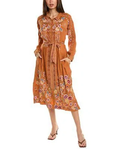 Pre-owned Johnny Was Fairlie Midi Dress Women's In Brown