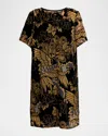 Johnny Was Felted Bird-print Shift Dress In Multi