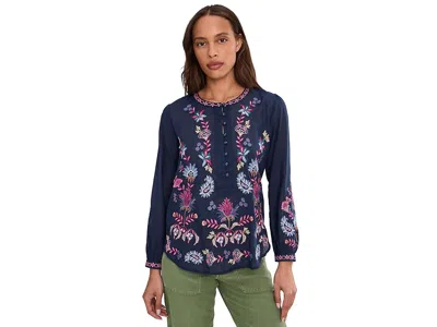 Johnny Was Field Henley Blouse - Kesia In Blue