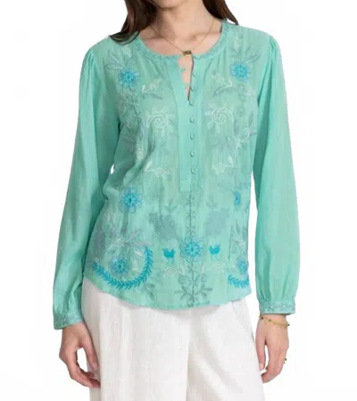 Johnny Was Field Henley Blouse Yohana In Marine Blue