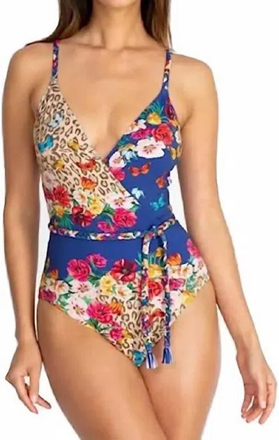 Johnny Was Fleur Braided Wrap One Piece Swimsuit In Multi