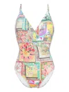 Johnny Was Fleur Braided One Piece Wrap Swimsuit In Multi In Neutrals