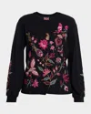 Johnny Was Floral-embroidered Cotton T-shirt In Black