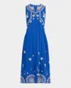 Johnny Was Floral-embroidered Modal Midi Dress