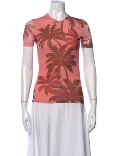 Pre-owned Johnny Was Floral Print Crew Neck Top W/ Tags In Pink