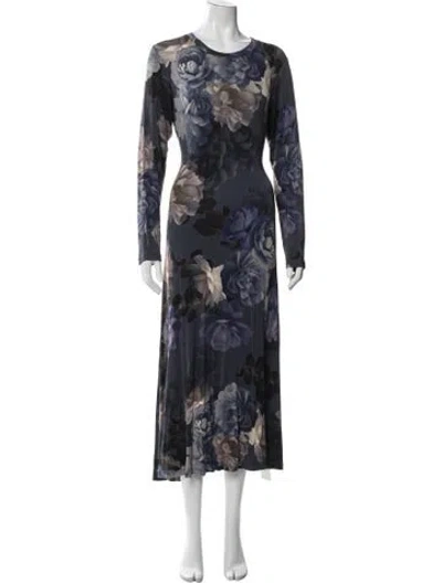 Pre-owned Johnny Was Floral Print Long Dress In Blue