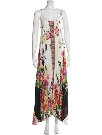 Pre-owned Johnny Was Floral Print Long Dress In Multicolor