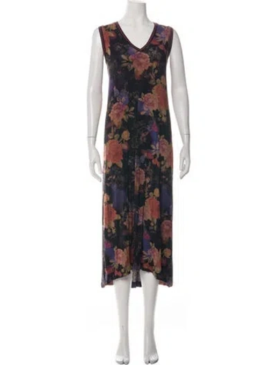 Pre-owned Johnny Was Floral Print Long Dress In Multicolor