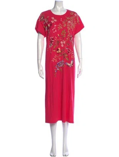 Pre-owned Johnny Was Floral Print Long Dress In Pink