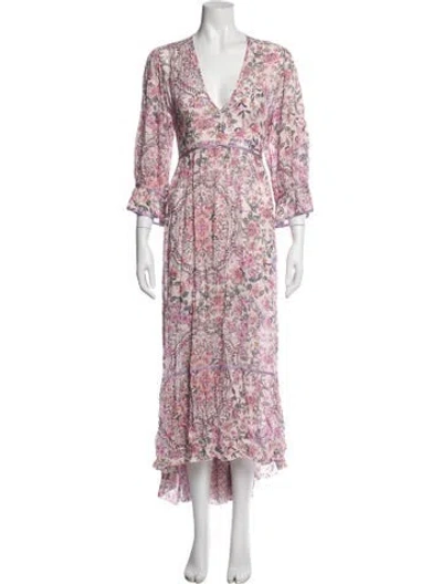 Pre-owned Johnny Was Floral Print Long Dress In Pink