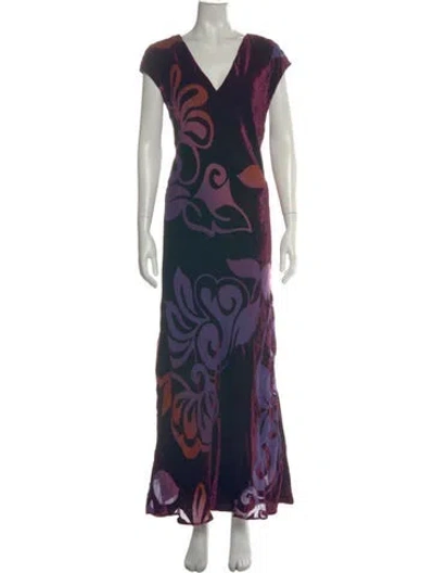 Pre-owned Johnny Was Floral Print Long Dress W/ Tags In Blue