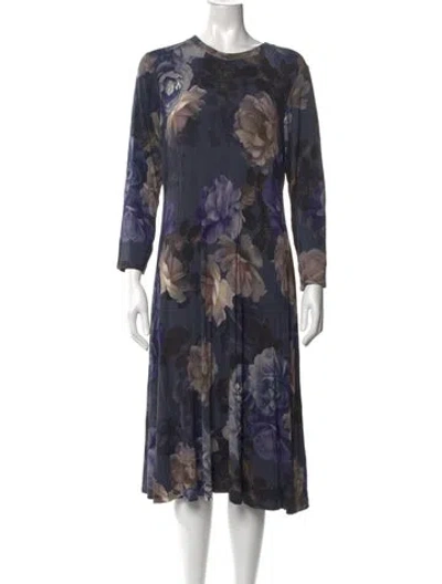 Pre-owned Johnny Was Floral Print Midi Length Dress In Blue