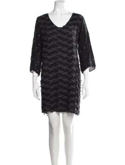 Pre-owned Johnny Was Floral Print Mini Dress In Black