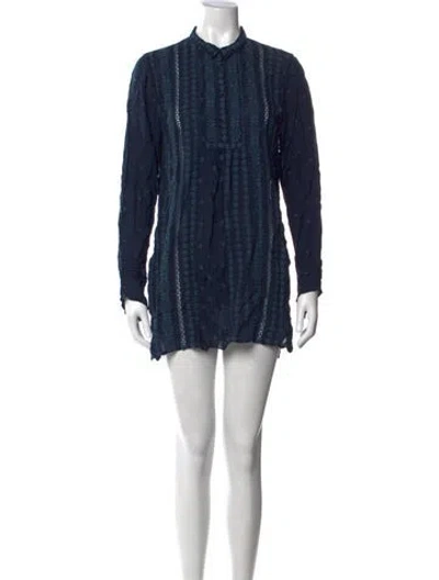 Pre-owned Johnny Was Floral Print Mini Dress In Blue