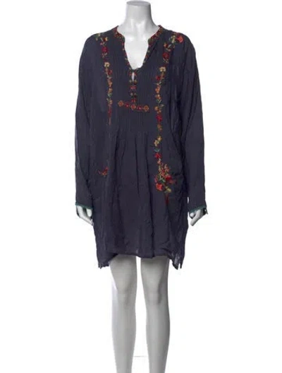 Pre-owned Johnny Was Floral Print Mini Dress In Blue