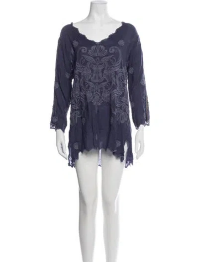 Pre-owned Johnny Was Floral Print Mini Dress In Blue