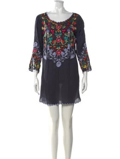 Pre-owned Johnny Was Floral Print Mini Dress In Multi