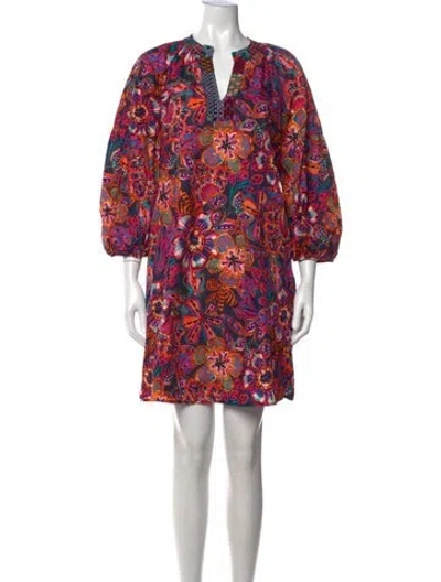Pre-owned Johnny Was Floral Print Mini Dress In Multicolor
