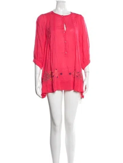 Pre-owned Johnny Was Floral Print Mini Dress In Red