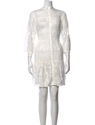 Pre-owned Johnny Was Floral Print Mini Dress In White