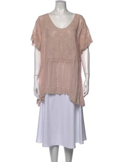 Pre-owned Johnny Was Floral Print V-neck Blouse In Pink