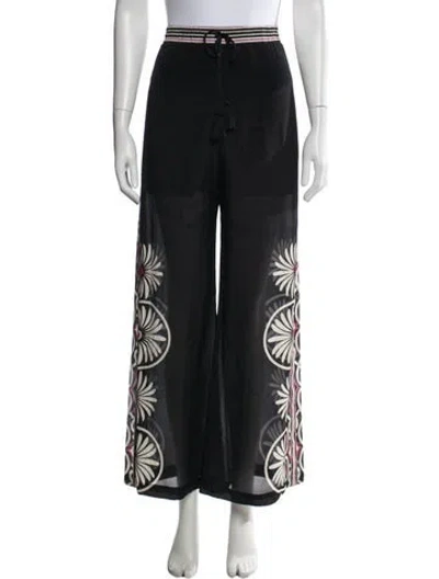 Pre-owned Johnny Was Floral Print Wide Leg Pants W/ Tags In Black