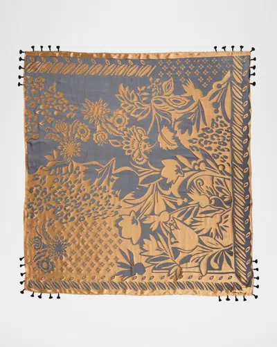 Johnny Was Floral Silk Burnout Square Scarf In Multi