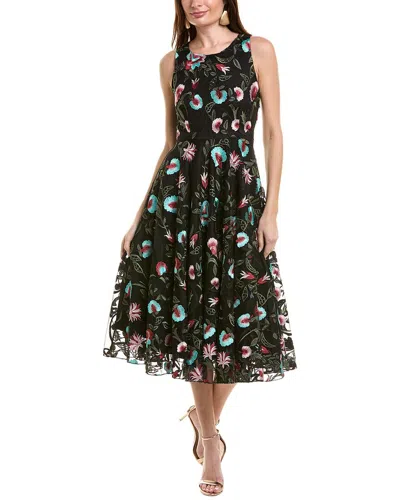 Johnny Was Floral Tea-length Dress In Black