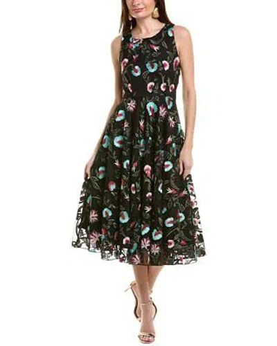 Pre-owned Johnny Was Floral Tea-length Dress Women's In Black