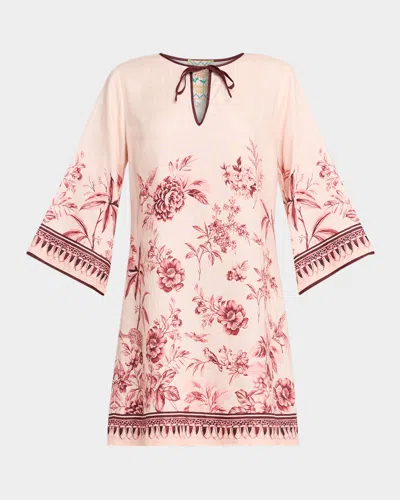 Johnny Was Floral-print Linen Shift Dress