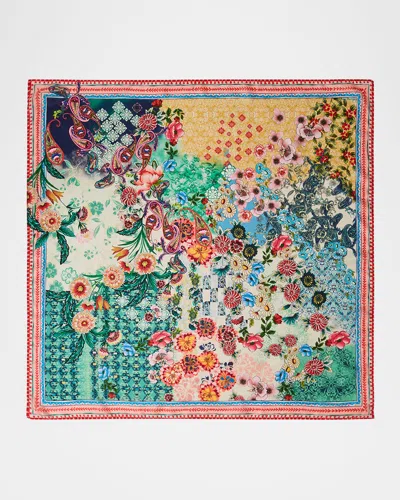 Johnny Was Floral-print Silk Square Scarf