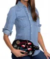 Johnny Was Florida Cotton Velvet Makeup Bag In Black In Blue