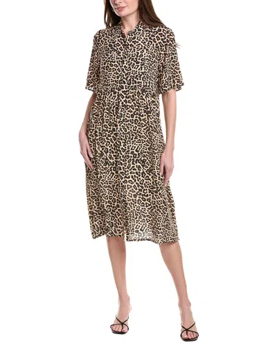 Johnny Was Flutter Sleeve Silk Dress In Animal Print