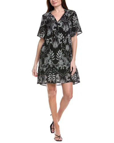 Johnny Was Flutter Sleeve Tiered Dress In Black