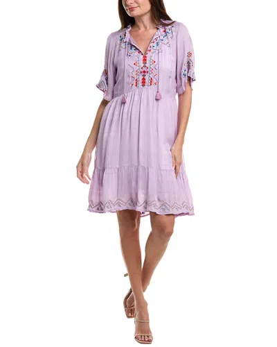 Johnny Was Flutter Sleeve Tiered Dress In Purple
