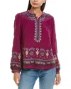 Johnny Was Forest Fern Silk Blouse