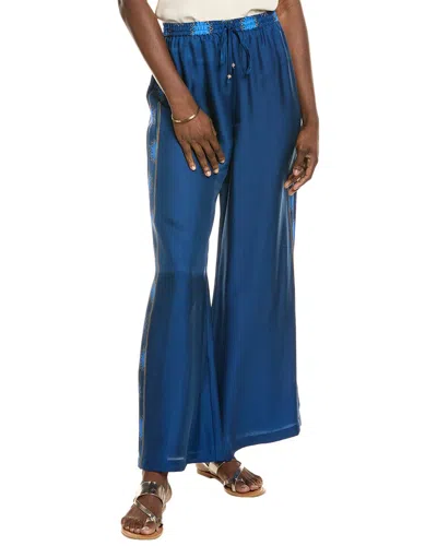 Johnny Was Frankie Silk-blend Pant In Blue