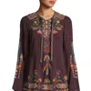 JOHNNY WAS FREE SPIRIT EMBROIDERED GEORGETTE BLOUSE